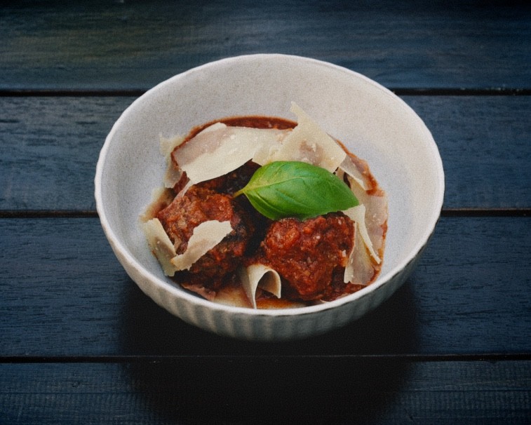 Polpette al sugo with parmesan and basil